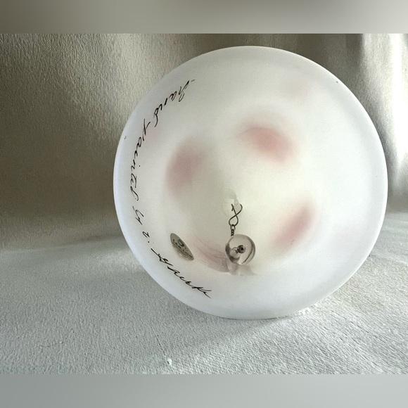 Vintage Fenton Satin Glass Hand-Painted Bell | White Floral Roses | Signed | 6” - Picture 3 of 5